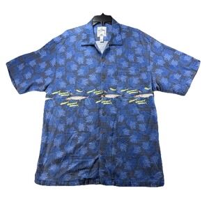 Guy Harvey‎ Shirt XL Hawaiian Aftco Bluewater Fish Sea  Short Sleeve Rayon Blend